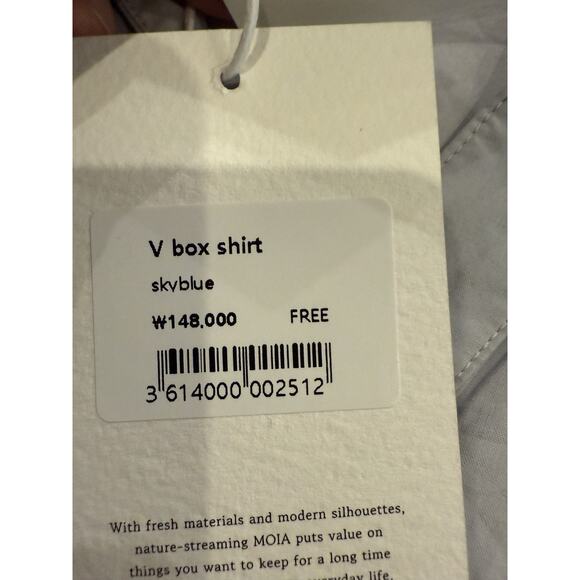 MOIA Womens SkyBlue V Box Shirt Button Up Long Sleeve One Size Shirt NWT $148 - Picture 6 of 9